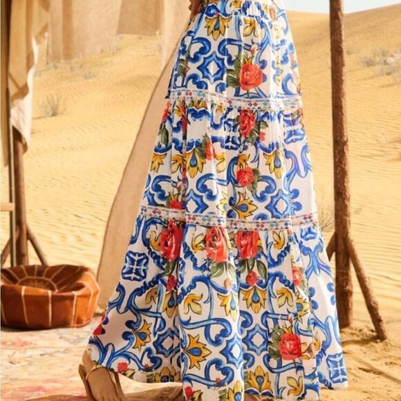 Colorful Patterned Long Dress - Picture 3 of 6